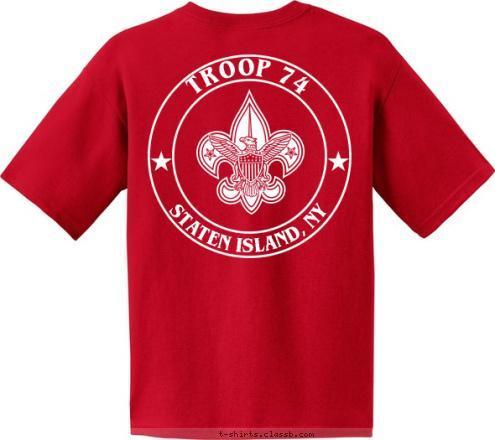 SACRED HEART  RC CHURCH BSA TROOP 74  STATEN ISLAND, NY TROOP 74 T-shirt Design T74 SPARTANS