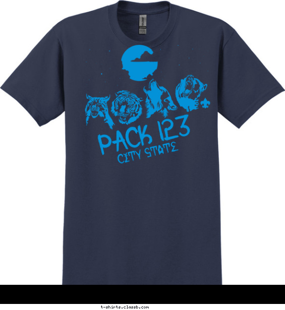 Pack Mascots and Moon T-shirt Design