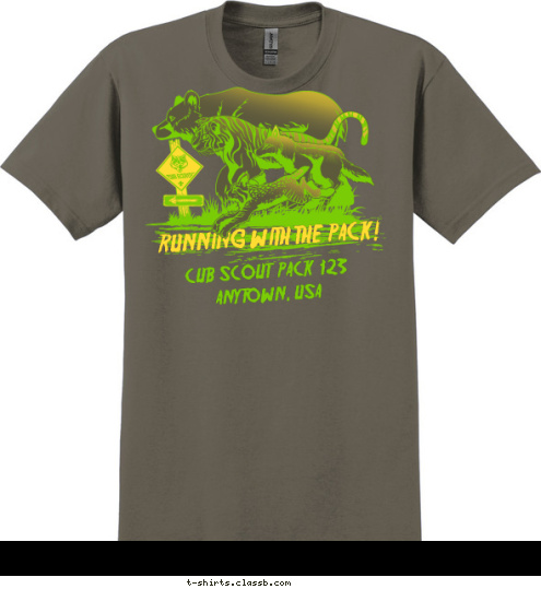 RUNNING WITH THE PACK! CUB SCOUT  PACK  123 ANYTOWN, USA T-shirt Design 