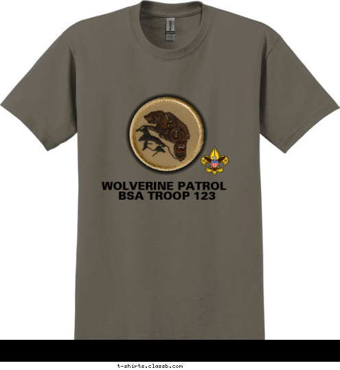 BSA TROOP 123 WOLVERINE PATROL T-shirt Design SP3232