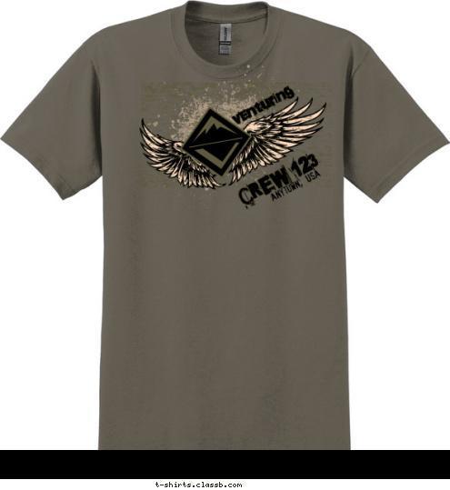 New Text CREW 123 anytown, usa venturing T-shirt Design SP4116