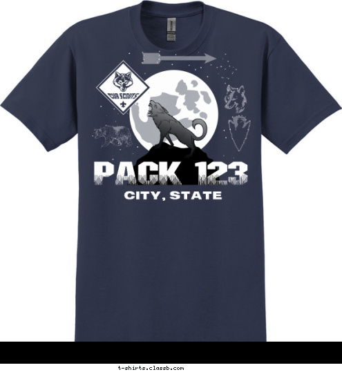 Your text here! PACK 123 CITY, STATE T-shirt Design SP4119