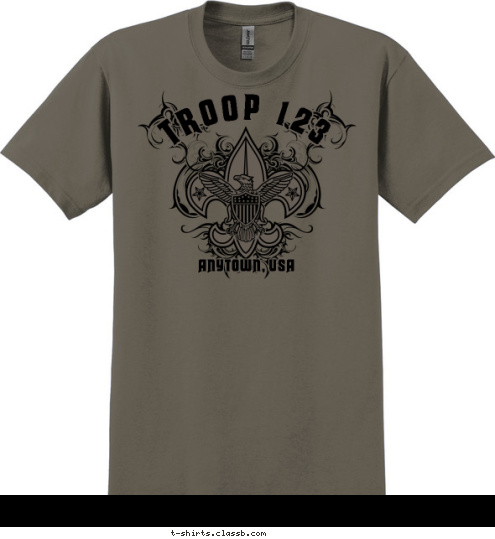 Your text here! ANYTOWN, USA TROOP 123 T-shirt Design SP4124