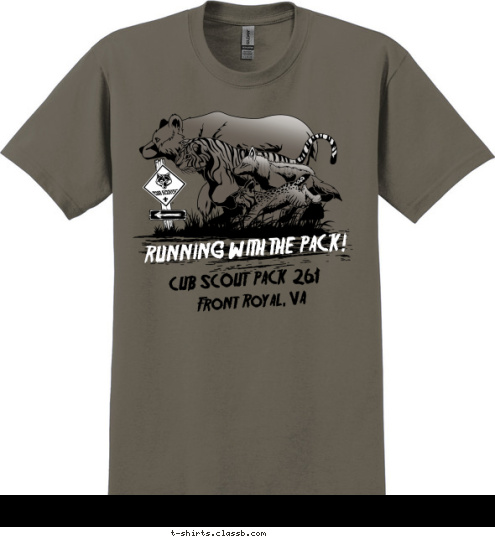 RUNNING WITH THE PACK! 261 CUB SCOUT  PACK  Front Royal, VA T-shirt Design 