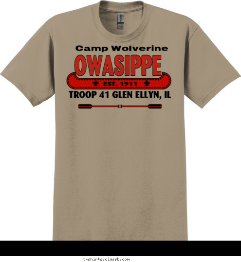 Camp Wolverine OWASIPPE TROOP 41 GLEN ELLYN, IL EST. 1911 T-shirt Design 