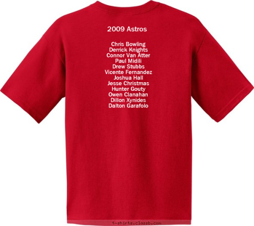 2009 Astros Chris Bowling
Derrick Knights
Connor Van Atter
Paul Midili
Drew Stubbs
Vicente Fernandez
Joshua Hall
Jesse Christmas
Hunter Gouty
Owen Clanahan
Dillon Xynides
Dalton Garafolo SADYL T-shirt Design 2009 Astros SADYL