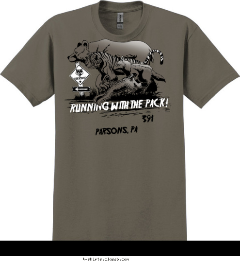 New Text RUNNING WITH THE PACK! CUB SCOUT  PACK  391 PARSONS, PA T-shirt Design 