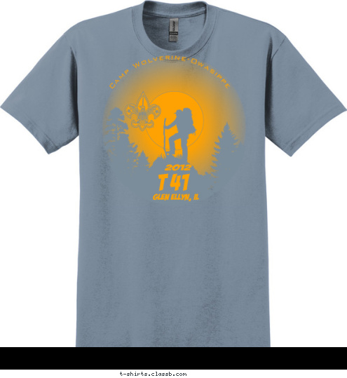 Camp Wolverine-Owasippe GLEN ELLYN, IL T 41 2012 T-shirt Design 