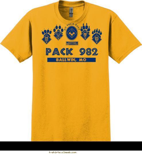 DO YOUR BEST BALLWIN, MO Pack 982 T-shirt Design Paw Prints