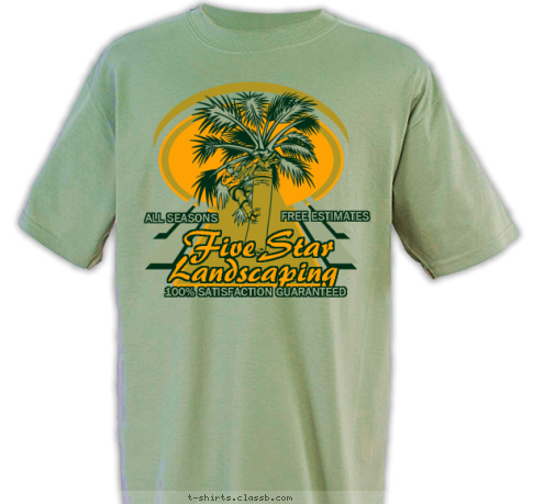 ALL SEASONS FREE ESTIMATES 100% SATISFACTION GUARANTEED Landscaping  Five Star T-shirt Design 