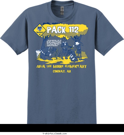 Conway, AR PACK 112 Julia Lee Moore Elementary
 CUB SCOUT T-shirt Design 