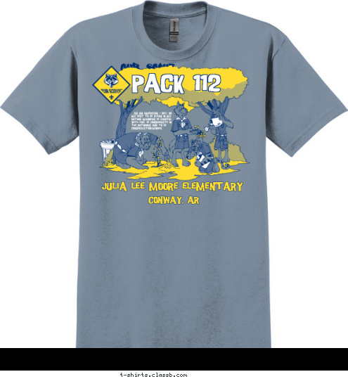 Conway, AR PACK 112 Julia Lee Moore Elementary
 CUB SCOUT T-shirt Design 