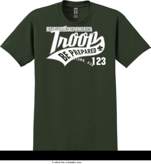 123 ANYTOWN, USA BOY SCOUTS OF AMERICA T-shirt Design 