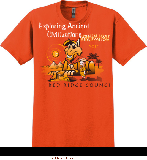 Exploring Ancient Civilizations RED RIDGE COUNCIL 2012 GOSHEN SCOUT RESERVATION T-shirt Design 