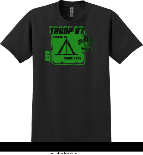 Crouse, NC BSA Troop 87 Since 1954 T-shirt Design 