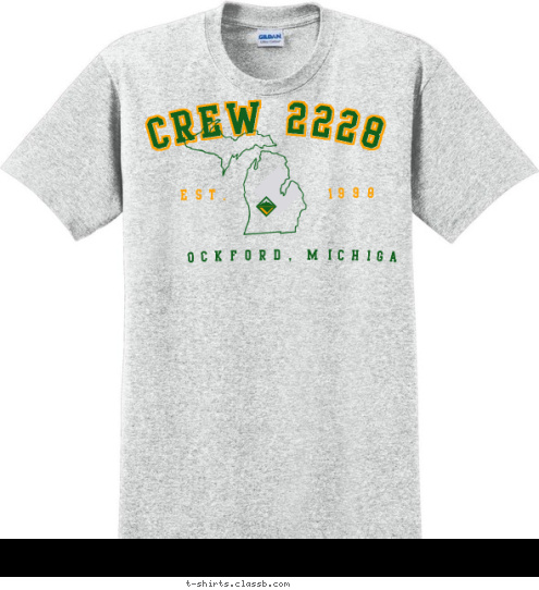 Rockford, Michigan 1998 EST. CREW 2228 T-shirt Design Crew2228