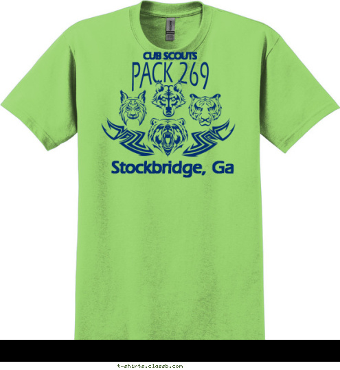 New Text Stockbridge, Ga PACK 269 CUB SCOUTS T-shirt Design 