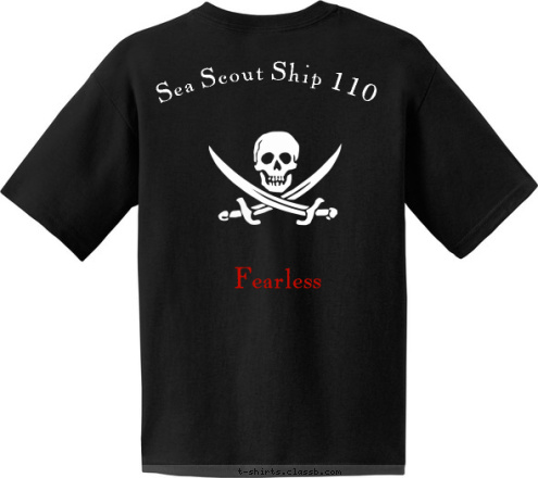 New Text Captain's Cove Sea Scout Ship 110 Fearless Ship 110 T-shirt Design 