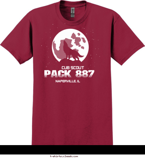 Naperville, IL PACK 887 CUB SCOUT T-shirt Design Moon & Stars - Royal