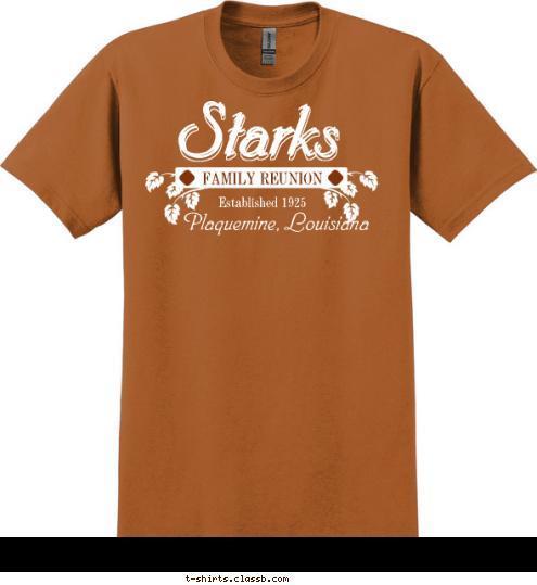 Edison & Gertude Starks

Etta
Janice
Betty
Eddie
Armease
Charles
Gertie

 Edison & Gertude Starks

Etta
Janice
Betty
Eddie
Armease
Charles
Gertie

 Starks Plaquemine, Louisiana Established 1925 FAMILY REUNION Starks Starks T-shirt Design 