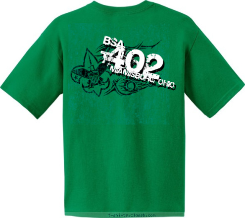    T402
Parkview UMC
Miami Valley
  Council MIAMISBURG OHIO 402 TROOP BSA T-shirt Design Troop 402 Shirt #2