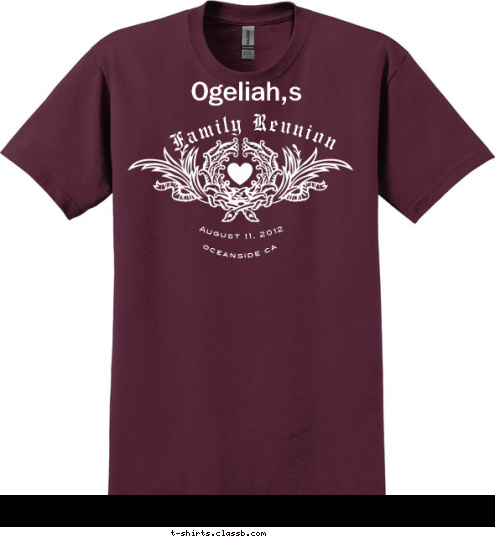 Wallace Ogeliah,s August 11, 2012 oceanside ca Family Reunion T-shirt Design 