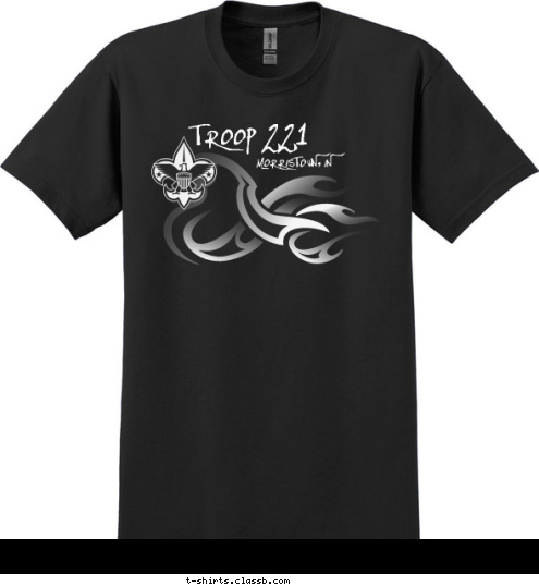 MORRISTOWN, IN TROOP 221 T-shirt Design Troop 221 Design 2 (Black and White)