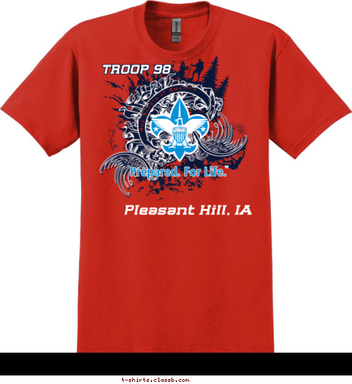 CENTRAL UNION CHURCH Pleasant Hill, IA 
 TROOP 98 Boy Scouts of America T-shirt Design 