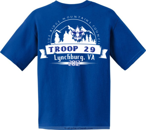 Lynchburg, VA TROOP 29  Peakland United Methodist Church   BLUE RIDGE MOUNTAINS COUNCIL 2012 Lynchburg, VA T-shirt Design 