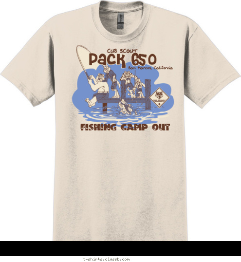 Pack 650 San Marcos, California FISHING CAMP OUT CUB SCOUT T-shirt Design 