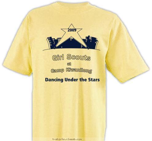 New Text at 2009 Girl Scouts Camp Kiwanilong Dancing Under the Stars T-shirt Design 