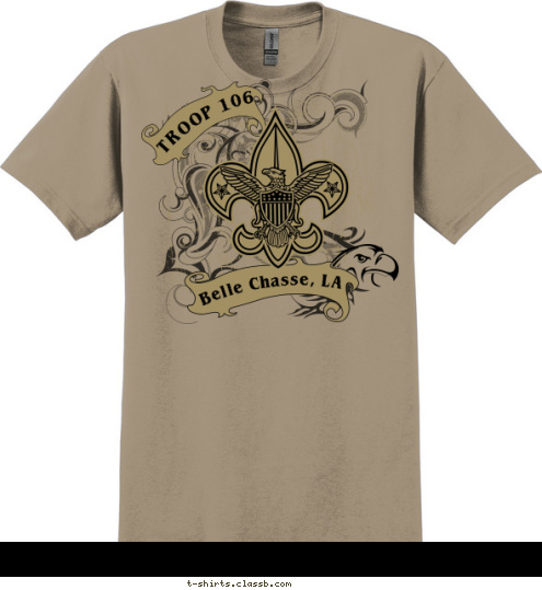 Belle Chasse, LA TROOP 106 T-shirt Design 