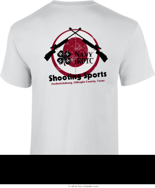 Hunter Behrends Fredericksburg, Gillespie County, Texas Shooting Sports Navy
JROTC T-shirt Design Hunter White Red