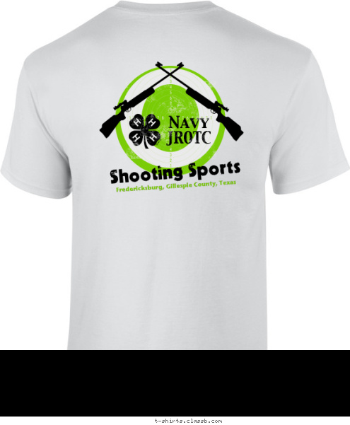 Hunter Behrends Fredericksburg, Gillespie County, Texas Shooting Sports Navy
JROTC T-shirt Design Hunter White w/ Lime