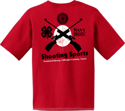 Navy
JROTC Fredericksburg, Gillespie County, Texas Hunter Behrends Shooting Sports T-shirt Design Hunter 3PAR Affiliations