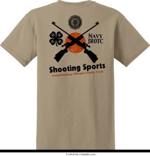 Fredericksburg, Gillespie County, Texas Shooting Sports Navy
JROTC Hunter Behrends T-shirt Design 