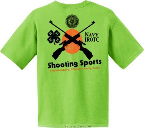 Navy
JROTC Hunter Behrends Fredericksburg, Gillespie County, Texas Shooting Sports T-shirt Design 