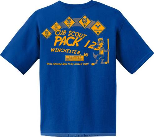 Cub Scout WINCHESTER, VA PACK 123
 We're following Akela to the Arrow of Light! T-shirt Design 