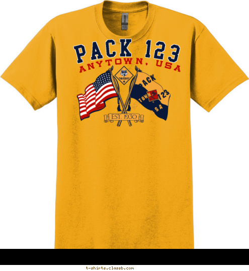 ANYTOWN, USA EST. 1930 123 PACK ANYTOWN, USA PACK 123 T-shirt Design 