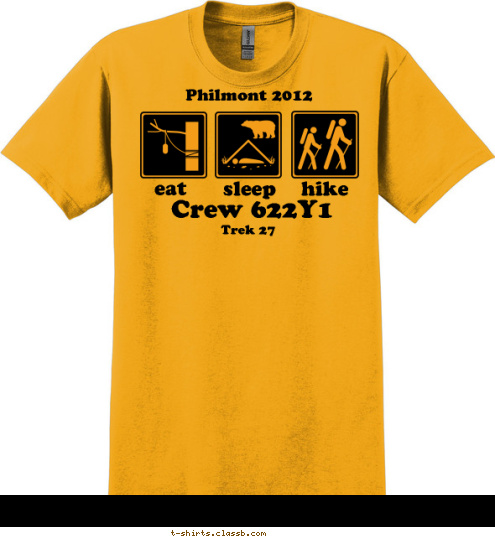 hike sleep eat Philmont 2012 Trek 27 Crew 622Y1 T-shirt Design 