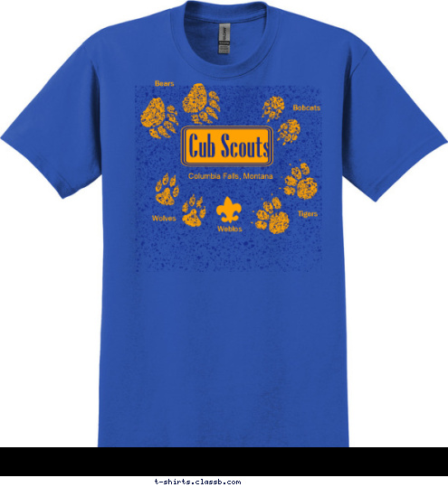 Weblos Tigers Wolves Bobcats Bears Cub Scouts
 Columbia Falls, Montana T-shirt Design 