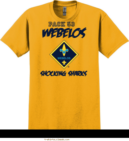 PACK 53 SHOCKING SHARKS WEBELOS T-shirt Design Pack 3953 Webelos 2012 Option 1