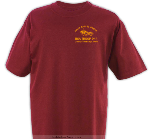 Liberty Township, Ohio CAMP DANIEL BOONE BSA TROOP 944
 CAMP DANIEL BOONE Asheville, NC
 944
 Troop Be Prepared T-shirt Design 