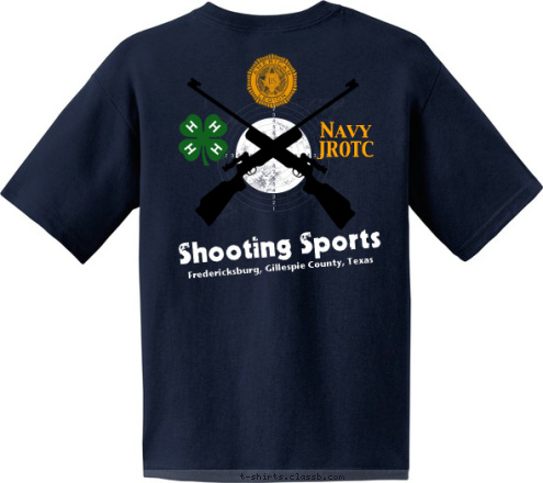 Fredericksburg, Gillespie County, Texas Shooting Sports Navy
JROTC Hunter Behrends T-shirt Design Long Sleeve shooter