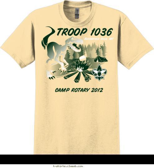 CAMP ROTARY 2012 TROOP 1036 Bloomfield Hills, MI T-shirt Design 