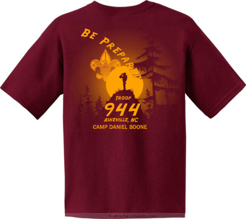 Liberty Township, Ohio Be Prepared BSA TROOP 944
 CAMP DANIEL BOONE CAMP DANIEL BOONE Asheville, NC
 944
 Troop T-shirt Design 