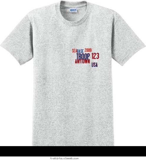 USA ANYTOWN 123 TROOP 2009 BASE SEA T-shirt Design 