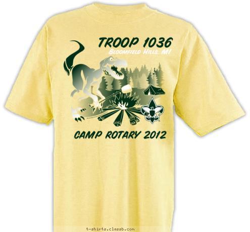 CAMP ROTARY 2012 TROOP 1036 Bloomfield Hills, MI T-shirt Design 