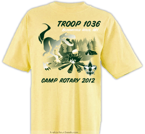 CAMP ROTARY 2012 TROOP 1036 Bloomfield Hills, MI T-shirt Design Troop 1036 summer camp shirt