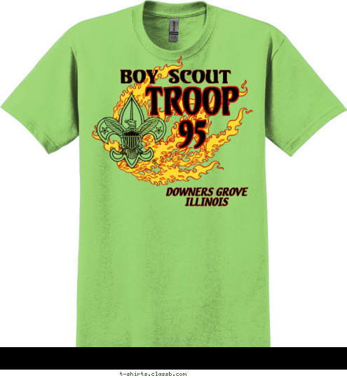 DOWNERS GROVE
ILLINOIS TROOP
95 Boy Scout T-shirt Design Troop #95 Lime 